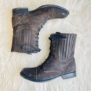 SOLD Frye Brown Suede Leather Gore Panel Lace-Up Ankle Boots